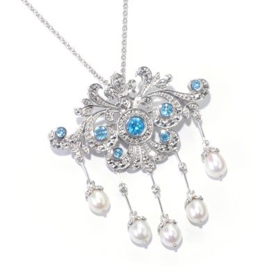 125-941 - Marcasite by Dallas Prince Multi Gemstone & Chrome Marcasite Pin / Pendant