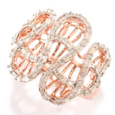 125-942 - Diamond Treasures 14K Rose Gold 1.00ctw Diamond Wave Line Wide Ring