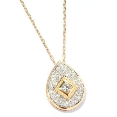 125-952 - Beverly Hills Elegance 14K Gold 0.55ctw Diamond Tear Drop Pendant
