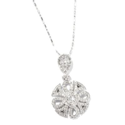 125-953 - Beverly Hills Elegance 14K White Gold 1.00ctw Diamond Star Burst Pendant