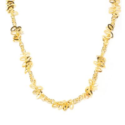 BRONZE/18KGP NECK HIGH POLISHED CLUSTER STATION - 24"