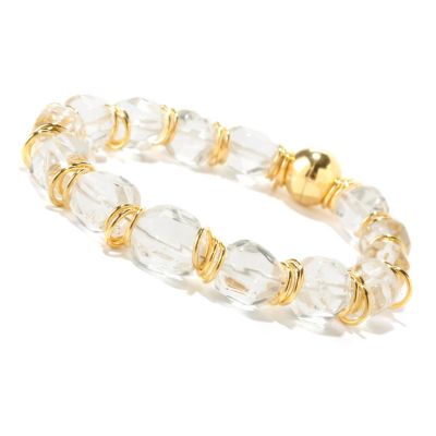 125-967 - Milano Luxe Gold Embraced&trade; 8'' Clear Quartz Nugget & Rondelle Station Bracelet 