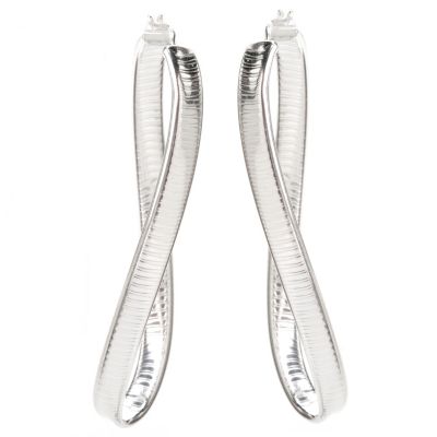 SEMPRESILVER D/C TWISTED OVAL HOOP EARRINGS