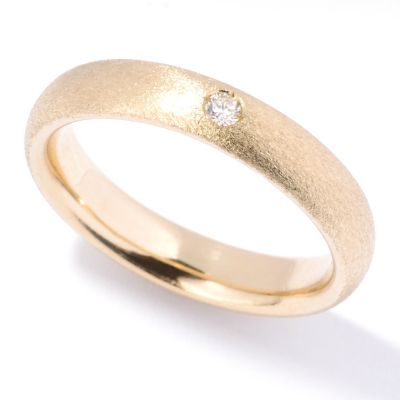 SEMPREGOLD 14K SATIN BAND W/DIAMOND ACCENT