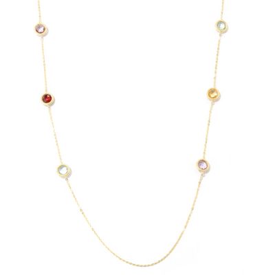 SEMPREGOLD 14K 32" MULTI GEM STATION NECKLACE