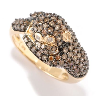 125-985 - Gem Treasures 14K Gold 1.40ctw Mocha Diamond Monkey Ring