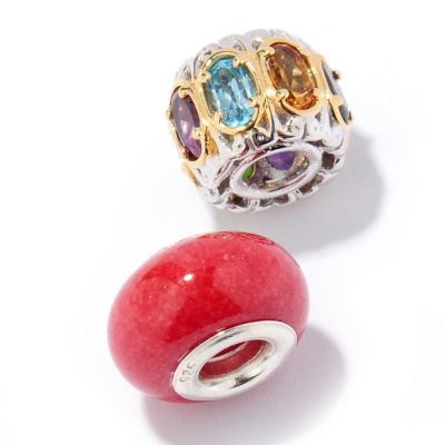 125-998 - Gems en Vogue II Set of Two Multi Gemstone Slide-On Charms