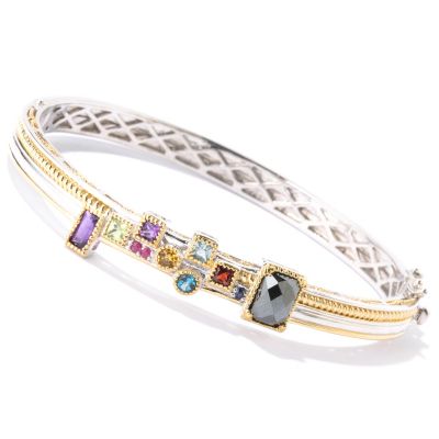 126-004 - Gems en Vogue II Multi-Gemstone "Manhattan" Hinged Bangle Bracelet