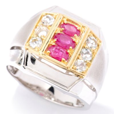 126-030 - Men's en Vogue II 1.74ctw Ruby & White Topaz Ring 