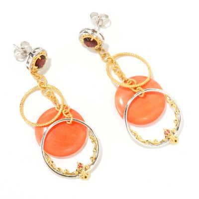SS/PALL EAR MULTI CIRCLE & CORAL DROP