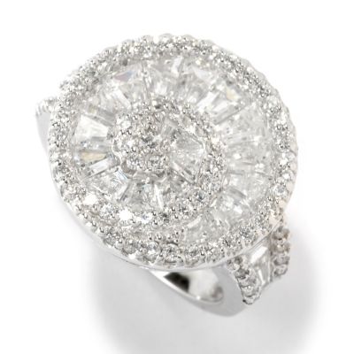 CL SS/PLAT BAGUETTE AND ROUND SWIRL RING