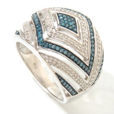 SS BLUE AND WHITE DIAMOND RING