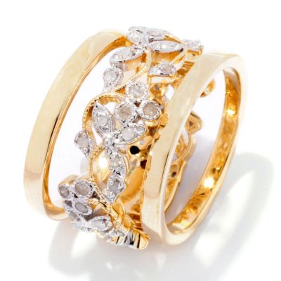 14K YG WHITE DIAMOND FLOWER RING