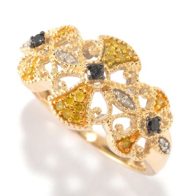 14K YG YELLOW DIAMOND W/ BLACK DIA ACCENTS RING