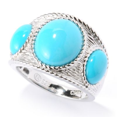 SS 3 STONE SLEEPING BEAUTY TURQ RING