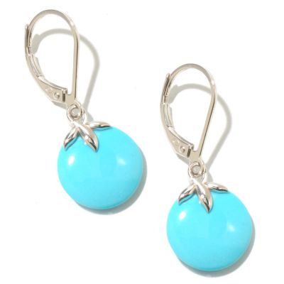 SS ROUND SLEEPING BEAUTY TURQ LEVERBACK EARRINGS