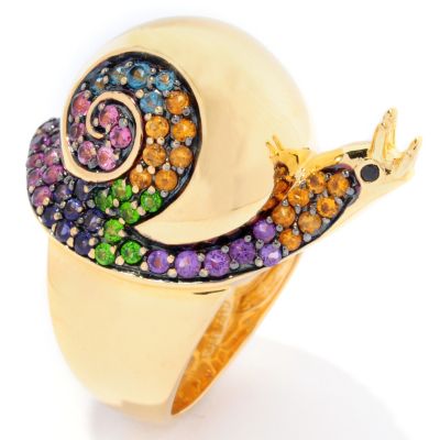 SS/P RING MULTI-GEMSTONE SNAIL