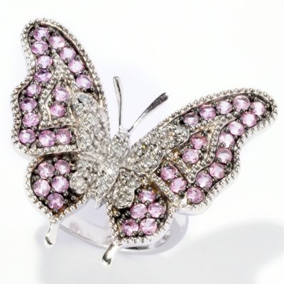 SS LIGHT PINK SAPPHIRE BUTTERFLY RING