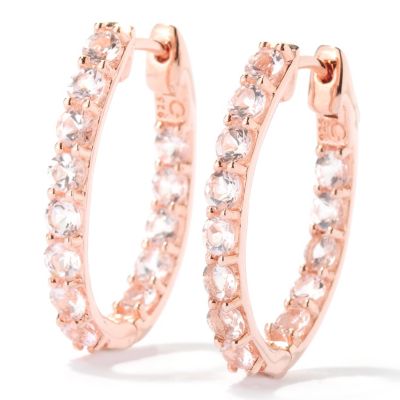 SS/18KV EAR MORGANITE INSIDE-OUT HOOP w/ CLICKER BACK