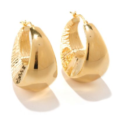 126-120 - Scintilloro&trade; Gold Embraced&trade; Diamond Cut Polished Graduated Hoop Earrings