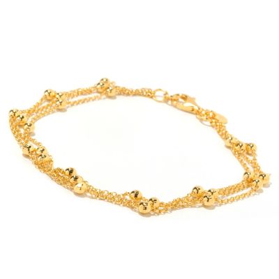 126-123 - Scintilloro[ Gold Embraced[ Three-Strand Diamond Cut Station Anklet