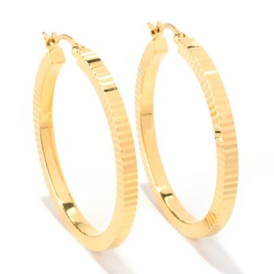 126-126 - Scintilloro&trade; Gold Embraced&trade; Diamond-Cut Square Edge Hoop Earrings 