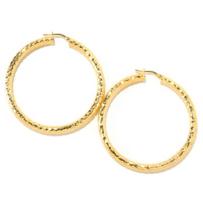 126-128 - Scintilloro&trade; Gold Embraced&trade; 2'' Diamond Cut Runway Hoop Earrings