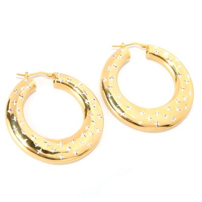 126-129 - Scintilloro&trade; Gold Embraced&trade; Diamond-Cut High Polished Hoop Earrings 