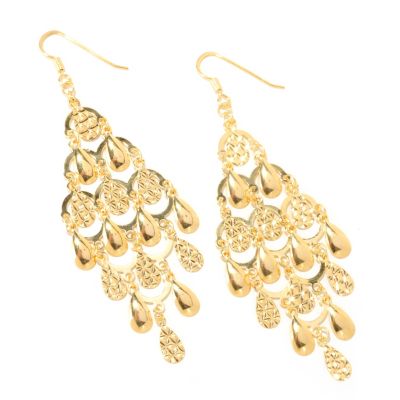 126-132 - Scintilloro&trade; Gold Embraced; Multi-Teardrop Chandelier Earrings
