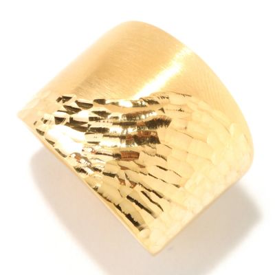 SS/18KGP RING DIA-CUT & BRUSHED SATIN WAVE BAND
