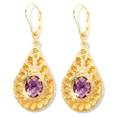 126-137 - Scintilloro&trade; Gold Embraced&trade; 4.24ctw Amethyst Teardrop Earrings