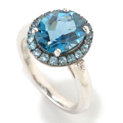 SS LONDON BLUE TOPAZ WITH SWISS ACCENTS RING