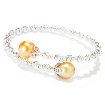 SS 9-10mm GOLDEN SOUTH SEA PEARL SPARKLE BEAD BRACELET
