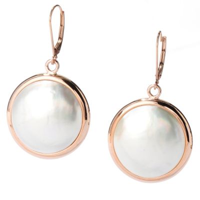 14K RG 20mm COIN MABE EARRINGS