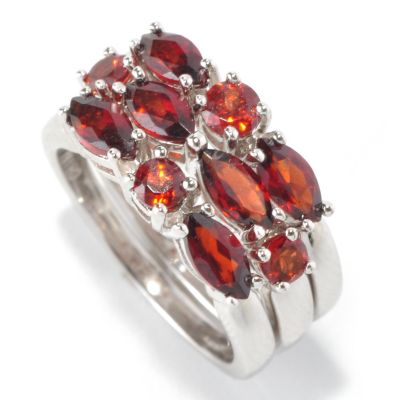 126-200 - Gem Insider Set of Three Sterling Silver 2.50ctw Garnet Stack Rings