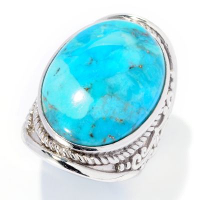 126-220 - Gem Insider Sterling Silver 24 x 18mm Oval Turquoise North-South Ring