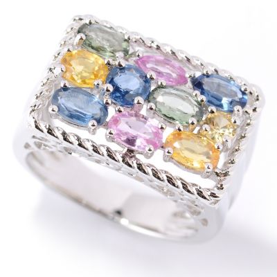 SS MULTI COLOR SAPP RING