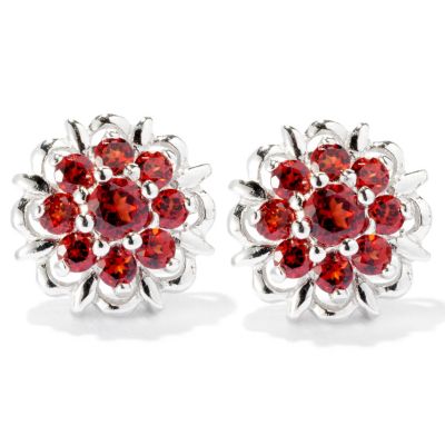 SS FLOWER GANET EARRING