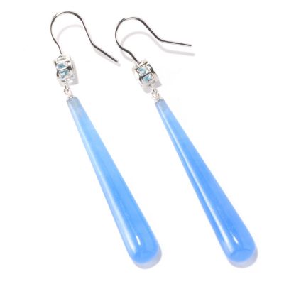 126-241 - Gem Insider Sterling Silver 2.5" Gemstone & Jade Drop Earrings