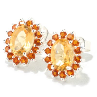 SS OVAL CITRINE & MADIERA CITRINE EARRINGS