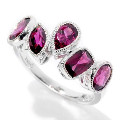 126-270 - Gem Insider Sterling Silver Five-Stone Multi Shape Gemstone Ring