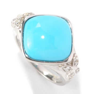 SS SQ SHAPE RING WITH SLEEPING B TURQ WHT SAPP