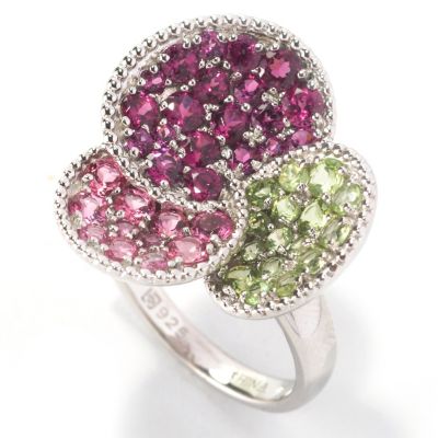 126-275 - Gem Insider Sterling Silver 2.28ctw Multi Gemstone Three-Circle Ring