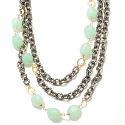 126-280 - mariechavez 20'' Chalcedony Multi Strand Chunky Cable Link Necklace w/ Extender