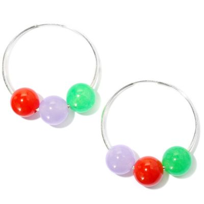SS INTERCHANGEABLE JADE HOOP EARRINGS