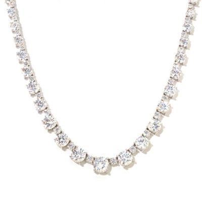 CL SS/PLAT ROUND CUT GRADUATED TENNIS NECKLACE
