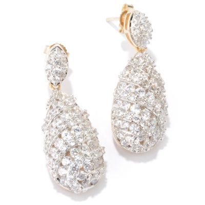 CL SS/PLAT ROUND CUT TEAR DROP EARRINGS