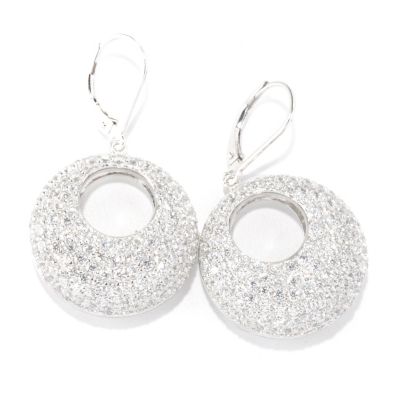 SB SS/PLAT BOLD PAVE CIRCLE DROP EARRINGS
