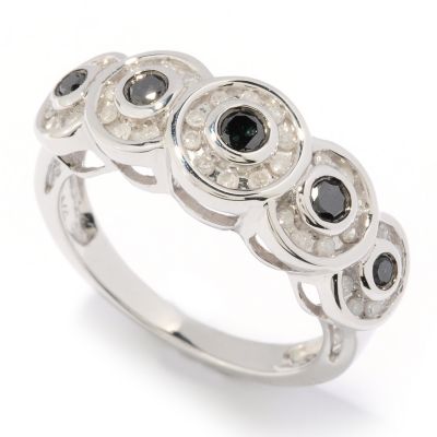 SS .5CTW BLACK & WHITE DIAMOND CIRCLE RING