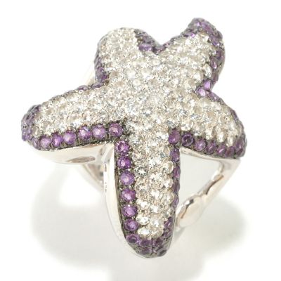 SS AMY AND WHITE TOPAZ STARFISH RING